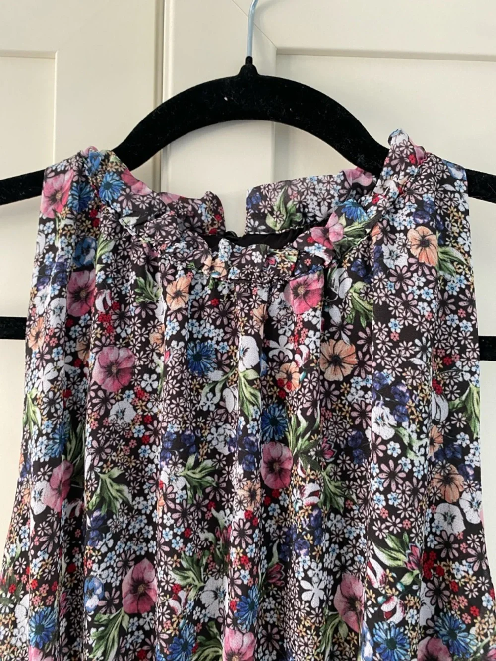 H&M Mulitcolour Floral Chiffon Sleeveless A-Line Dress Size 8 - Picture 6 of 15